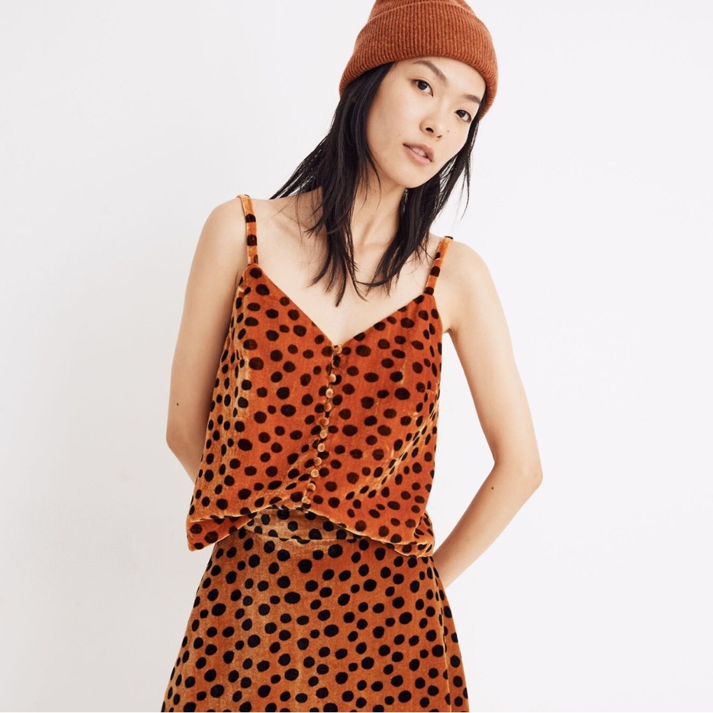 Madewell Velvet Button-Front Cami in Leopard